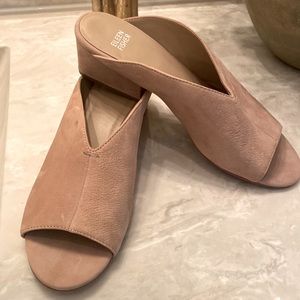 Eileen Fisher Nude Suede Mules Size 8.5